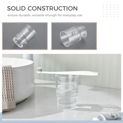 Aomasi Glass Toothbrush Cup for Bathroom Sink, Transparent Mouthwash Holder | Thickened Substantial Glass, Bathroom Tumbler Cup for Daily Drinking Water, Easy to Clean, Toothbrush Holder Replacement - color: Transparent
