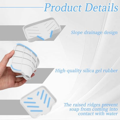BokWin Silica Gel Soap Dish with Drain, White, 4.8x3.5 Inch | 1 Pack, Self Draining Soap Tray, For Shower, Bathroom and Kitchen, Sink Organizer, Bar Soap Holder - color: White