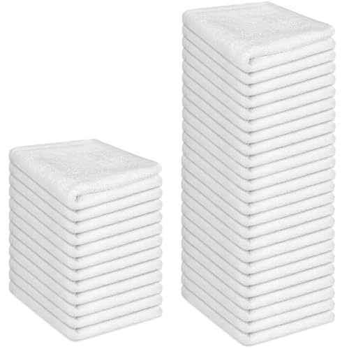 Washcloths Set, 36-Pack Cotton Wash Cloths, 12x12 Inch, White | Highly Absorbent and Soft Feel Fingertip Towels, Machine Washable Washcloths for Bathroom, Gym, Hotel, Spa and Kitchen - color: White 36 Pack