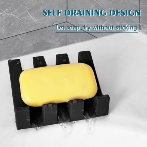 Soap Dish Holder for Shower with Suction Cup, Silicone Soap Holder & Saver Self-Draining Bar Soap Dish Keeps Soap Dry for Bathroom, Kitchen, Bathtub, Extends Soap Life (White+Black)-2Pack - color: (White + Black) - 2 Pack