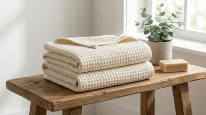 Bamboo Viscose Waffle Bath Towels - Pack of 4 - Ivory - 250 GSM – 100% Viscose Derived from Bamboo - Quick-Dry Waffle Weave - Spa & Gym Ready - Oeko-TEX Certified – Absorbent - Breathable - color: Ivory