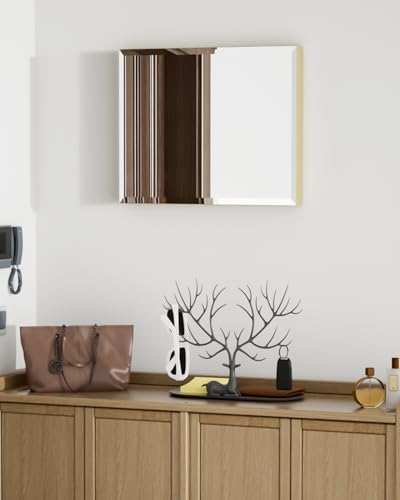 MZON 16x20 Bathroom Vanity Mirror for Wall with Beveled Edge, Ultra-Thin Metal Frame HD Mirror, Rectangular Wall Mounted Mirror for Bathroom Sink, Vertical or Horizontal, Gold - color: Gold, size: 16"L x 20"W