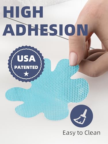 Secopad Bathtub Stickers Non-Slip, 24PCS Safety Shower Treads Adhesive Appliques with Premium Scrape (Blue) | 3.15" * 3.15", Strong Adhesive, Excellent Traction & Slip Resistance, Easy to use, For Bathtub, Shower Floor, Stairs - color: Blue