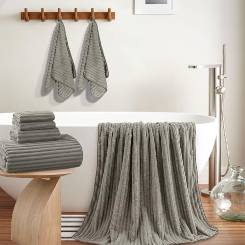 Extra Large Bath Towel Set 10 Piece, XL Bath Towels 35"x67" Oversized Bath Sheets, 280 GSM Microfiber Quick Dry Absorbent Towels, 5 Bath Sheets & 5 Hand Towels (Brown) - color: Brown, size: Bath towel 35" x 67"+hand towel 30"x13"