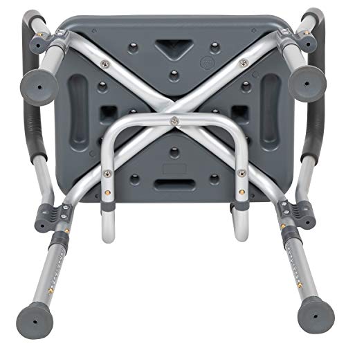 Flash Furniture HERCULES Series 300 Lb. Capacity Adjustable Gray Bath & Shower Chair with Quick Release Back & Arms - color: Grey