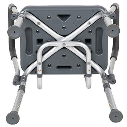 Flash Furniture HERCULES Series 300 Lb. Capacity Adjustable Gray Bath & Shower Chair with Quick Release Back & Arms - color: Grey