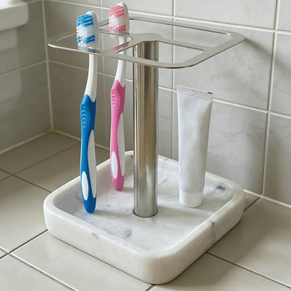 Silver Toothbrush Holder for Bathrooms, Stainless Steel | 1 stainless steel silver toothbrush holder, one of the best toothbrush holders for bathrooms, ideal for daily family use.