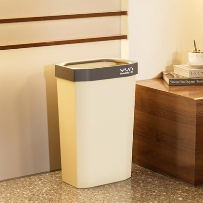 4 Gallon, Small Slim Garbage Can, Open Top Trash Can for Bathroom, Kitchen, Office, Bedroom, Living Room (NewTOPGrey) - color: NewTOPGrey