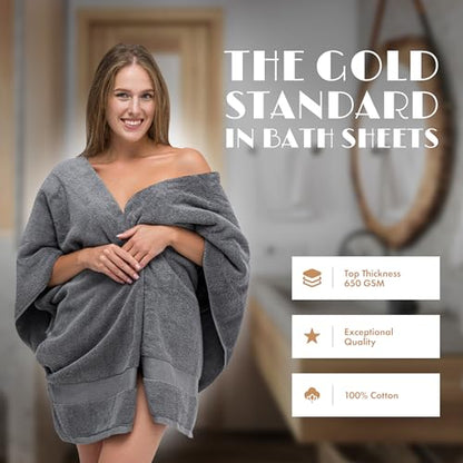 White Classic Luxury Soft Bath Sheet Towels - 650 GSM Cotton Luxury Bath Towels Extra Large 35x70 | Highly Absorbent and Quick Dry | Hotel Quality Extra Large Bath Towels Oversized, Dark Gray, 2 Pack - color: Gray, size: Bath Sheets, 2 Pack