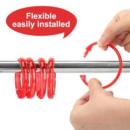 Red Shower Curtain Hooks - 12 Pcs Circular Plastic Shower Curtain Rings for Bathroom - O Shaped Transparent Red Shower Hooks Rings for Shower Curtain Rod - color: Transparent Red