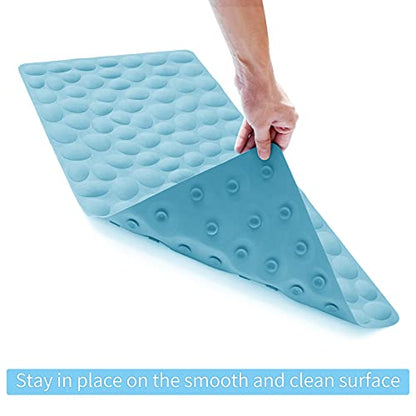 Non-Slip Bathtub Mat OTHWAY Soft Rubber Bathroom Bathmat with Strong Suction Cups (Lake Blue, 16x40 inch) - color: Lake Blue, size: 40" x 16" (Rectangular)