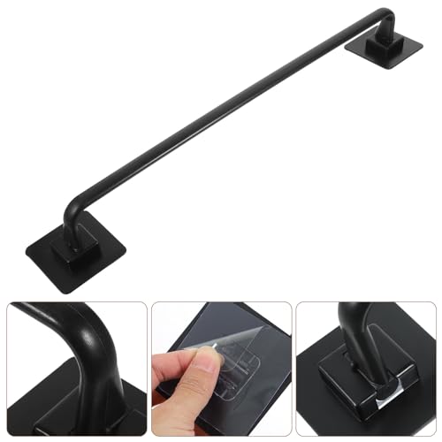 BESPORTBLE Wall-Mounted Towel Bar 45Cm Black Adhesive Bathroom Towel Rack No Drilling for Shower and Toilet