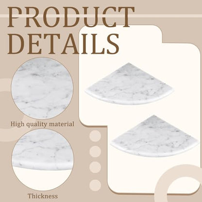 2 Pcs White Marble Corner Shower Shelf for Bathroom 9 x 9 Inch Wall Mounted Both Sides Polished Marble Corner Shelves Shower Caddy for Bathroom Wall (Stylish) - style: Stylish