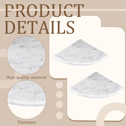 2 Pcs White Marble Corner Shower Shelf for Bathroom 9 x 9 Inch Wall Mounted Both Sides Polished Marble Corner Shelves Shower Caddy for Bathroom Wall (Stylish) - style: Stylish