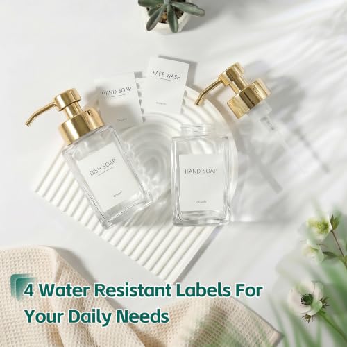Foaming Soap Dispenser, 12oz/350ml Glass Foaming Hand Soap Dispenser Set, 2Pcs Refillable Foam Soap Dispenser with Foaming Pump, Labels, Square Foam Soap Hand Dispenser for Bathroom, Gold - color: Clear Bottle +Gold Pump