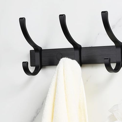 Coat Rack Wall Mounted - 6 Double Hooks, Heavy Duty, Aeropace Grade Aluminum Alloy, Metal Coat Hook Hanger Entryway Bathroom (Brushed Black Metalic, 6 Hooks - 2 Pack) - color: Brushed Black Metalic, size: 6 Hooks - 2 Pack