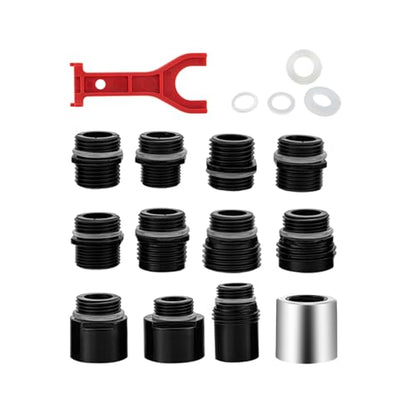 12 Pull Down Kitchen Faucet Head Adapter Kit, Includes 12 Thread Size Connectors, Faucet Hose Adapter Set, ABS Material, Faucet Nozzle Not Included - color: Adapter-Chrome
