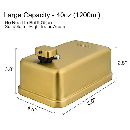 Wall Mounted Commercial Soap Dispenser Bathroom, Vertical Gold | 1200ml 40oz Stainless Steel Liquid Hand Sanitizer Dispenser - color: Vertical Gold