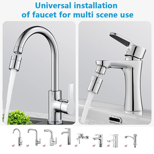 Kitchen and BasinTap Spray Head,360° Swivel Dual-Function Sprayer,80-Degree Big Angle Swivel Faucet Aerator,Faucet Extension Sprayer,Kitchen Faucet Aerator Splash Proof Spout (short style)
