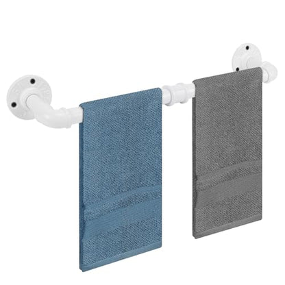 Industrial Pipe Towel Rack Towel Bar, Heavy Duty Wall Mounted Rustic Farmhouse Bath Towel Holder for Bathroom (White, 18 inch) - color: White, size: 18 inch