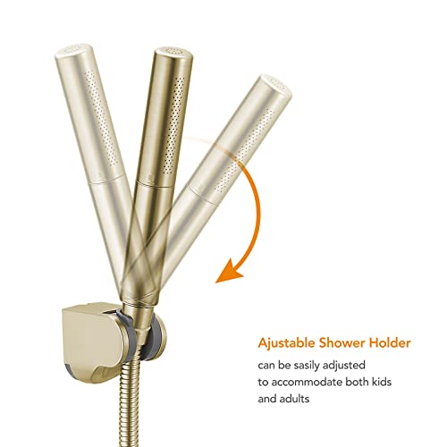 Handheld Shower Head Sprayer Shower Wand Hand Shower Showerhead Gold | High Pressure Showerhead, Hand Held, Brass Shower Head, Wall Mounted, 60 In Stainless Steel Shower Hose - color: Gold