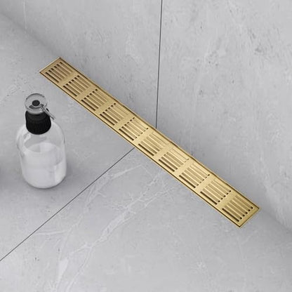 Linear Shower Drain 28 Inch, Professional Brushed SUS-304 Stainless Steel Shower Drain, 51L/Min Fast Drainage Floor Linear Drain, US Standard CUPC Certified, Zirconium Gold, SD-109 - color: Zirconium Gold, size: 28 Inch