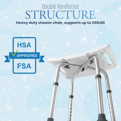 Dr Kays Shower Chair for Inside Shower Bench for Bathtub 350lb Support | Premium Aluminium, Heavy-Duty Bathroom Chair for Inside Bathtub, Bath Bench, Bath Seat for Washroom