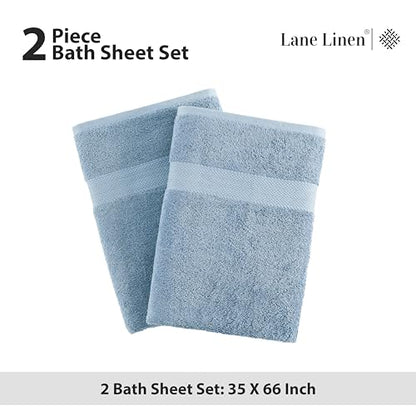 LANE LINEN Large Bath Sheet Soft Absorbent Quick Dry 2 Pack - Allure | Extra Large Bath Towels - Ring-Spun Durability, Generously Sized, Oversized & Roomy, Lightweight & Breathable - color: 06: Cerulean Blue, size: 2 Piece Bath Sheets