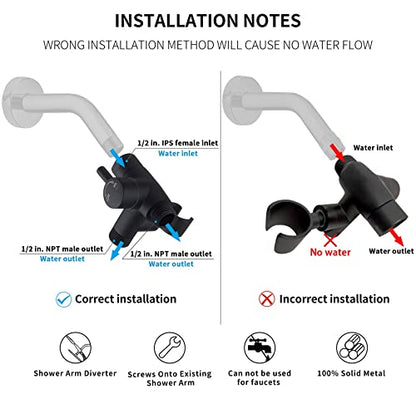 G-Promise Solid Metal Shower Arm Diverter with Handshower Mount,86 Inch Stainless Steel Long Shower Hose,Flexible and Tangle-Free, for Shower and Pet Shower, Clean Bathroom Corners(Matte Black)
