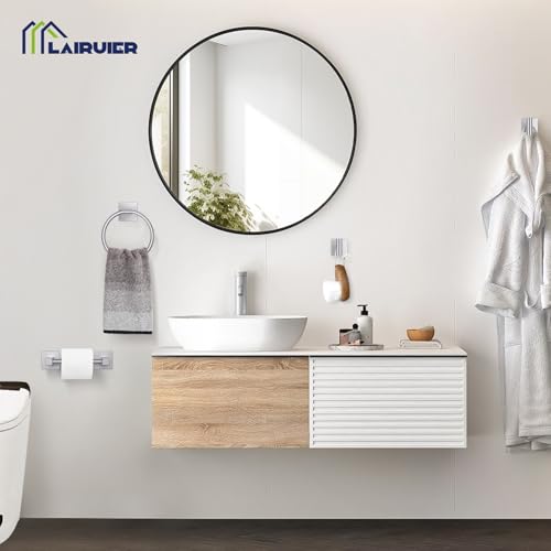Towel Ring Set 4 Piece Bathroom Hardware Set Includes Towel Ring 2 Towel Hooks and Toilet Paper Holder Stainless Steel Wall Mounted (Brushed Nickel) - color: Brushed Nickel, size: Set D