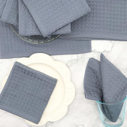 Washcloths Cotton Dish Cloths, 8 Pack,12”x12”,Grey Dish Rags | Soft Kitchen Washcloths Wash Rags, Double Deck Small Hand Towels For Kitchen, Absorbent Dish Cloths For Washing Dishes - color: Grey