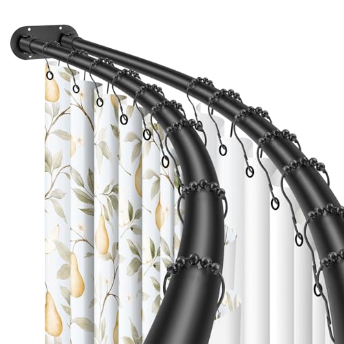 Double Curved Shower Curtain Rod 42 to 72 Inches Elegant Double Shower Curtain Rod Adjustable Wall Mounted Double Shower Curtain Pole for Bathroom (Black, 42 to 72") - color: Black 1, size: 42"-72"