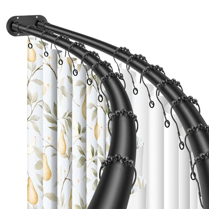 Double Curved Shower Curtain Rod 42 to 72 Inches Elegant Double Shower Curtain Rod Adjustable Wall Mounted Double Shower Curtain Pole for Bathroom (Black, 42 to 72") - color: Black 1, size: 42"-72"
