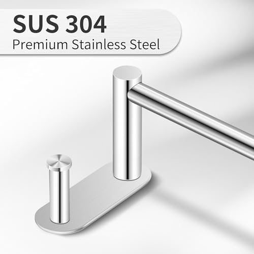 24 Inch Adhesive Towel Bar - Stainless Steel Stick on Towel Rack for Bathroom, No Drilling Towel Holder with 2 Hooks, Brushed Nickel - color: Brushed Nickel, size: 24 inch