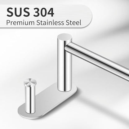 24 Inch Adhesive Towel Bar - Stainless Steel Stick on Towel Rack for Bathroom, No Drilling Towel Holder with 2 Hooks, Brushed Nickel - color: Brushed Nickel, size: 24 inch