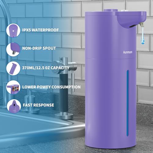 Automatic Soap Dispenser Touchless, Hands-Free, Multi Adjustable Volume, Long Battery Life, Compatible with Thick & Thin Dish/Hand Soap for Bathroom and Kitchen, Easy for Toddlers, Purple - color: Matte Purple