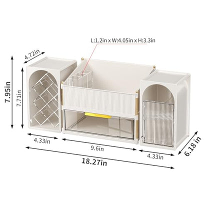 INVSSENE Stackable Makeup Organizer Countertop, Storage Perfume Skincare Cosmetic Lipstick Face Mask Makeup Brush Palettes, Ideal for Vanity Bathroom Counter - color: 3516 White+Clear