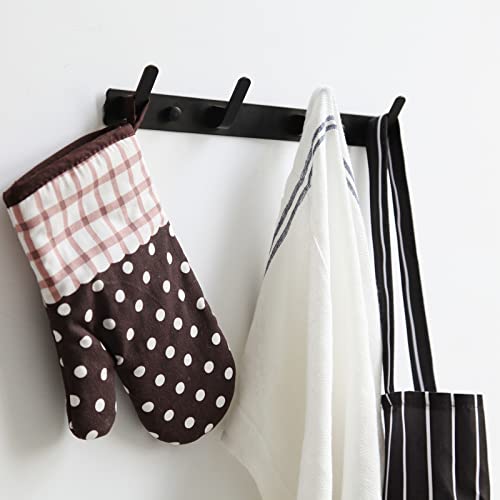 4 Hooks Matte Black Bathroom Towel Hooks Mounted Wall Adhesive Heavy Duty Farmhouse Bath Coat Stick on Rack Hat Wall Hook Sticky Black Kitchen Robe Rack Coat Hook Black 4 Hooks Rack Towel for Bathroom - color: Black, size: 13.19*1.18*1.38 inch（4hooks）
