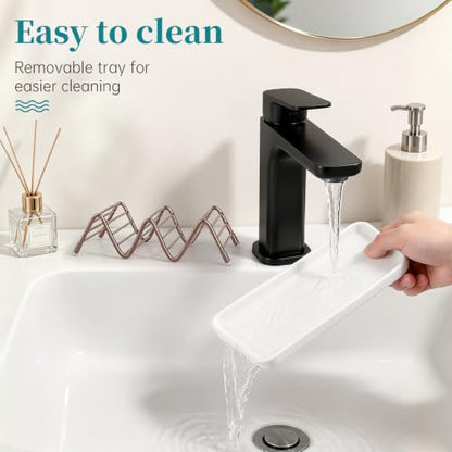 Stainless Steel Soap Dish Draining Soap Holder with Ceramic Tray, Rose Gold | Reversible Design Fits 2-3 Bars, Rustproof, Easy to Clean, Space Saving, Non Slip, for Bathroom, Shower, Kitchen - color: Rose Gold, size: 6.3" x 3.0"(with tray)