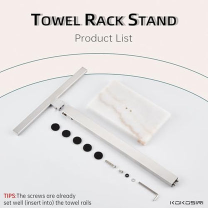 KOKOSIRI Hand Towel Bar Stand Towel Rack with Marble Base for Bathroom Kitchen Vanity Countertop, Brushed Stainless Steel 15.7'' Height THS0002-SM-BR - color: Brushed Nickel, size: 1-Bar
