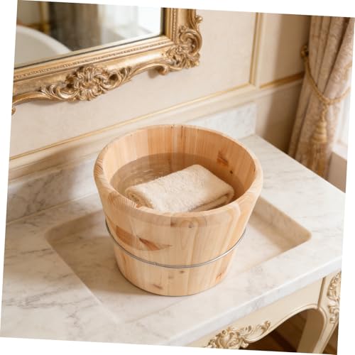 GALPADA Wooden Towel Heating Bucket 25x25x25 Cm with Lid, Large Capacity Sauna Towel Warmer Barrel for Bathroom and Spa Salon Use