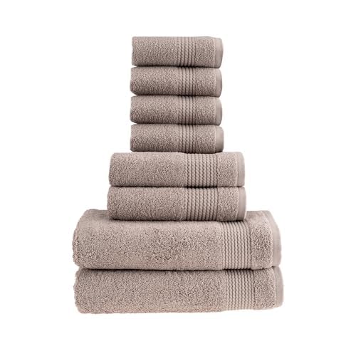 HALLEY Turkish Cotton Towels (Set of 8) 2 Bath Towels 2 Hand Towels 4 Washcloths, Super Soft Highly Absorbent 100% Cotton Towels for Bathroom and Kitchen for Mother’s Day (Taupe) - color: Taupe, size: 8-Pack Bath/Hand/Washcloth