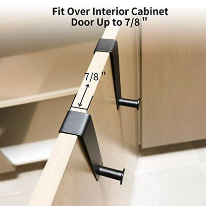 Metal Over The Cabinet Door Hooks, 2 Pack, Matte Black, Stainless Steel, Towel Holder for Kitchen, Bathroom, Bedroom - color: Black