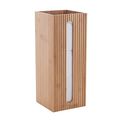 Bath Bliss Square Toilet Tissue Reserve | Dimensions: 5.71 x 5.71 x 14.17 | Bamboo Design | Bathroom Décor | Holds 3 Roles | Easy to Clean | Bamboo - size: Toilet Paper Reserve