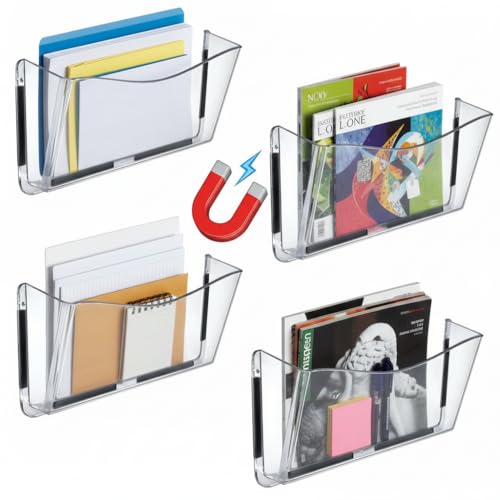 Azar Displays 250045 Clear Plastic Wall Mount File Holder with Magnets, Legal(Magnetic), 4-Pack - color: CLEAR, style: Magnetic