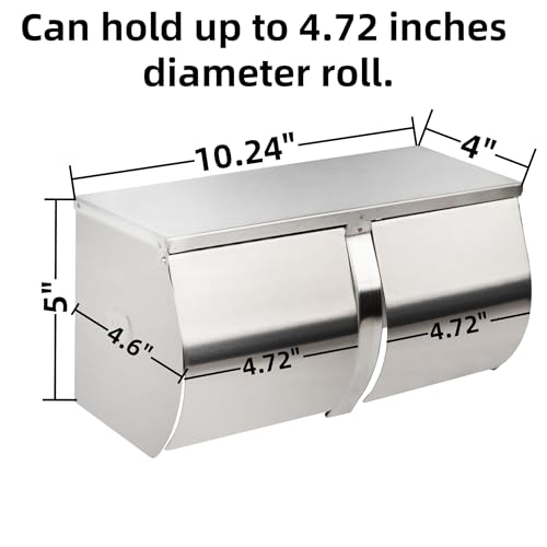 Desyeryamimi Double Roll Toilet Paper Holder Dispenser with Shelf Storage | Commercial 2-Roll Side by Side Stainless Steel Toilet tissue Holder/Dispenser Wall Mount for Bathroom/Restroom-Brushed Finish