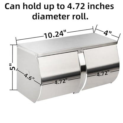 Desyeryamimi Double Roll Toilet Paper Holder Dispenser with Shelf Storage | Commercial 2-Roll Side by Side Stainless Steel Toilet tissue Holder/Dispenser Wall Mount for Bathroom/Restroom-Brushed Finish