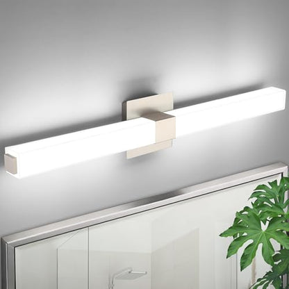 32-inch Dimmable Vanity Light Fixture: Brushed Nickel Modern Sleek LED Bathroom Light Bar Brightness& Waterproof - color: Upgraded - Brushed Nickel - Dimmable, size: 32 inch
