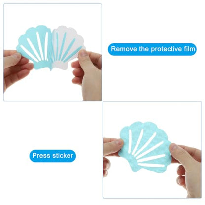 PATIKIL 12 Pcs Non Slip Bathtub Stickers, Anti Slip Shower Stickers Bathroom Shower Floor Decals Sea Shell Shape Cute Treads Tubs, Transparent - color: Transparent
