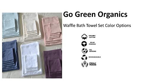 Bath Towel Set Waffle Organic Cotton GOTS Certified Burgundy Super ABSORBANT & Quick Dry NO SOFTENERS Environment Friendly 1xBATH 58x30.5, 2xHAND 29x20, 4xFACE 12x12INCH - color: Burgundy